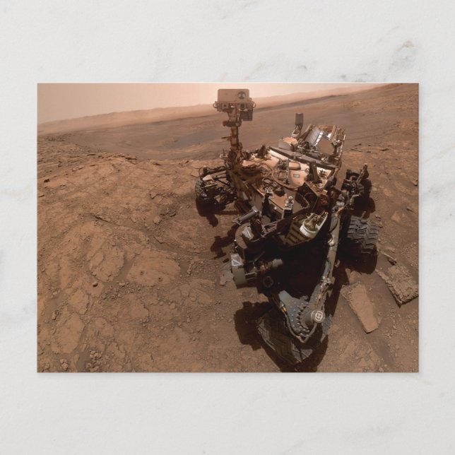 Postal Selfie de Marte Curiosity Marciano Rojo (Anverso)