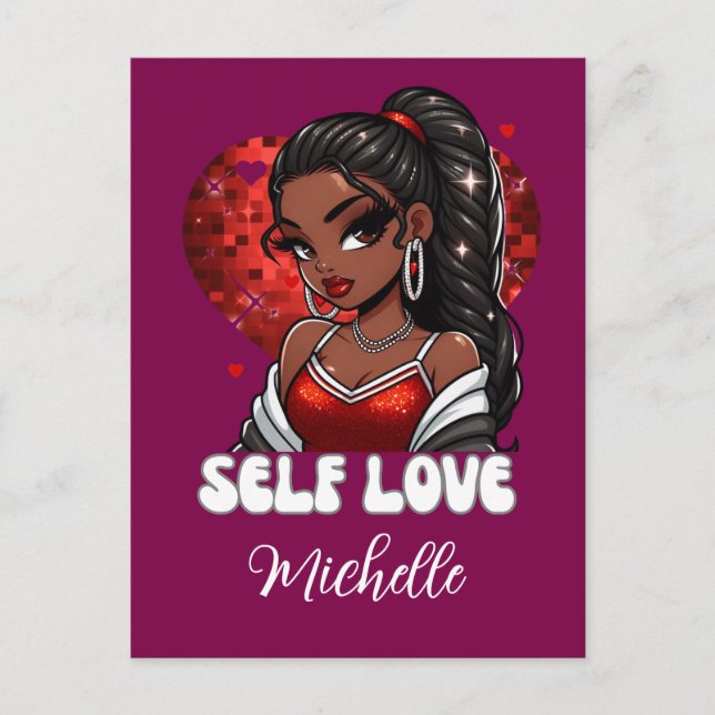 Postal Selflove: El día de San Valentín mujer negra (Anverso)