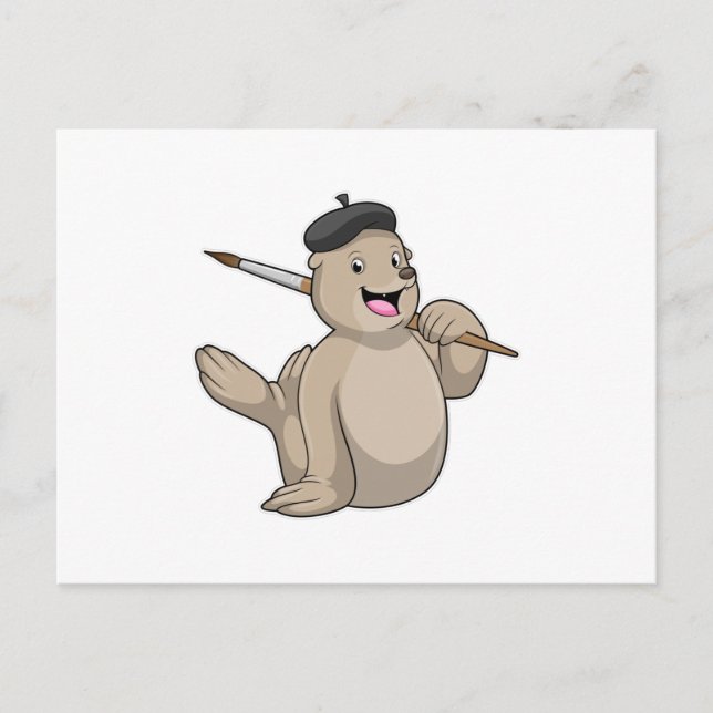 Postal Sellar como pintador con pincel de pintura (Anverso)