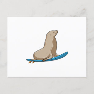 Postal Sellar como surfista con tabla de surf