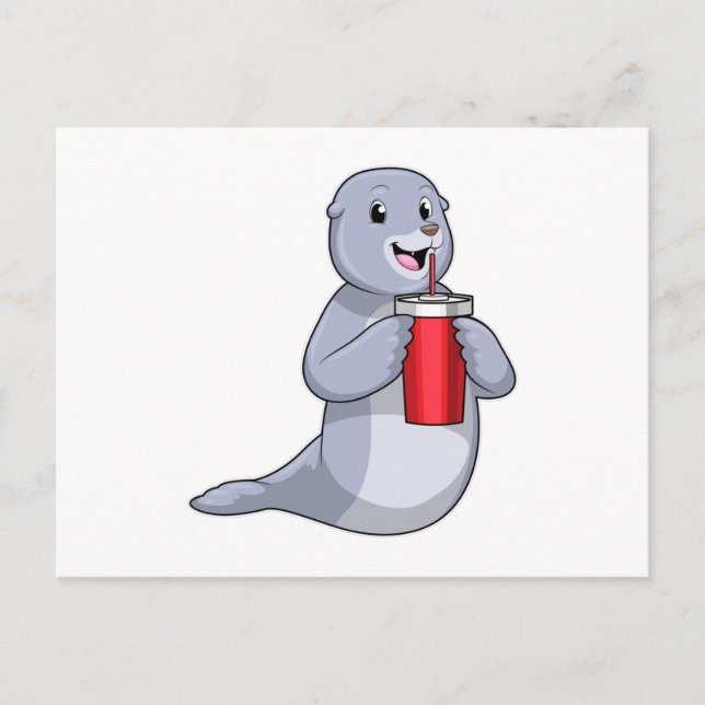 Postal Sello con taza de bebida (Anverso)