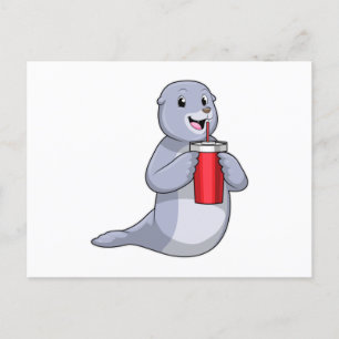 Postal Sello con Taza para beber
