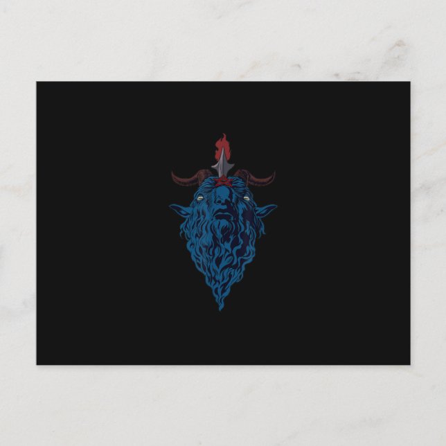 Postal Sello de Bafometo Cabra de Mendes Satanás Dark Got (Anverso)