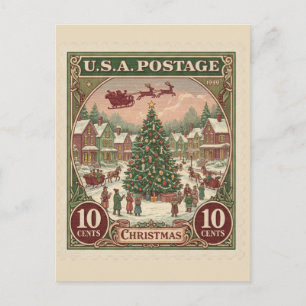 Postal Sello de Correos Navideño Vintage