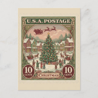 Postal Sello de Correos Navideño Vintage