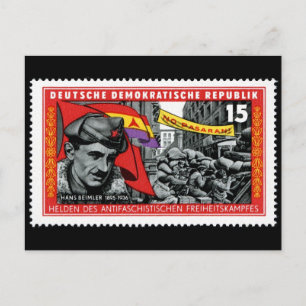 Postal Sello de DDR conmemorando a Hans Beimler