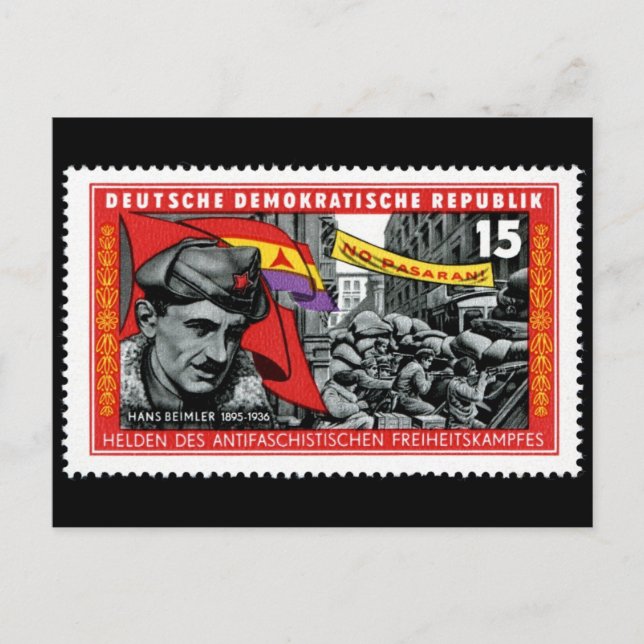 Postal Sello de DDR conmemorando a Hans Beimler (Anverso)