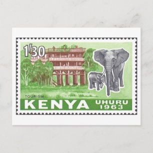 Postal Sello de elefante vintage de Kenia de la década de
