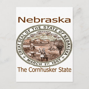 Postal Sello de Estado de Nebraska Cornhusker