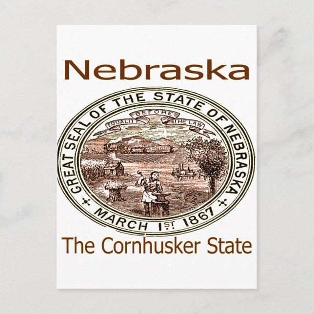 Postal Sello de Estado de Nebraska Cornhusker (Anverso)