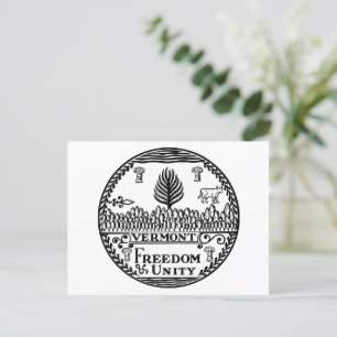 Postal Sello de estado de Vermont en camiseta blanca y ne
