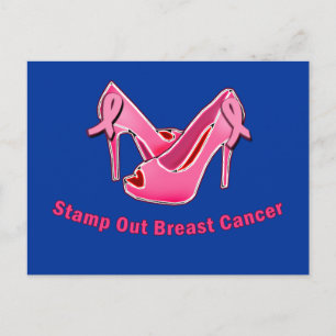 Postal Sello de los Stilettos de Cáncer de Mama