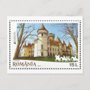 Postal Sello del castillo Károlyi de Rumania vintage