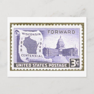 Postal Sello del Centenario de Wisconsin