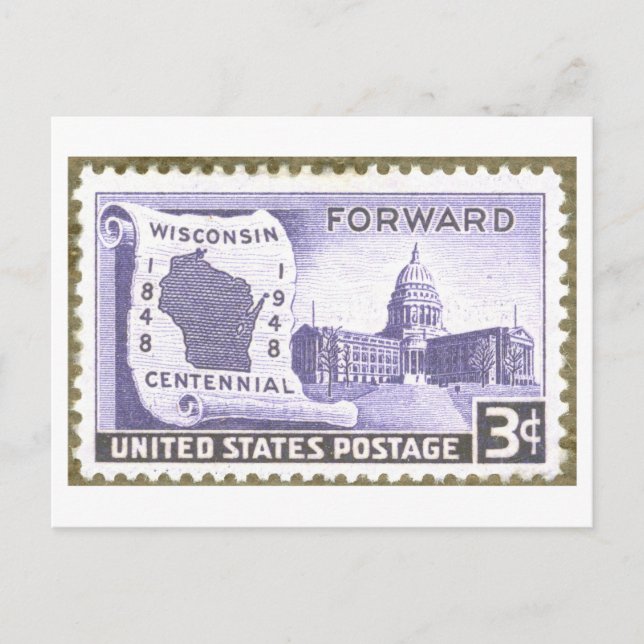 Postal Sello del Centenario de Wisconsin (Anverso)