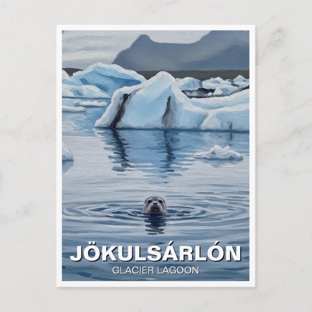 Postal Sello en Islandia Jökulsárlón Glacier Lagoon Viaje (Anverso)
