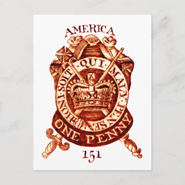 Postal Sello fiscal estadounidense de 1765 (Anverso)