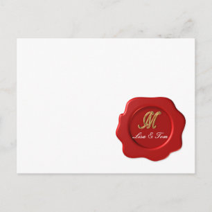 Postal sello monograma del boda