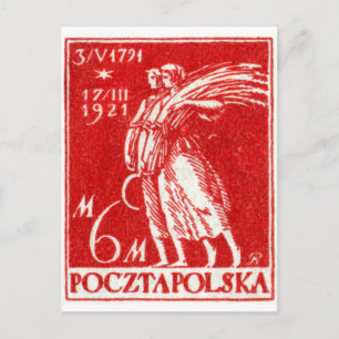 Postal Sello polaco de correo de 6 m de 1921