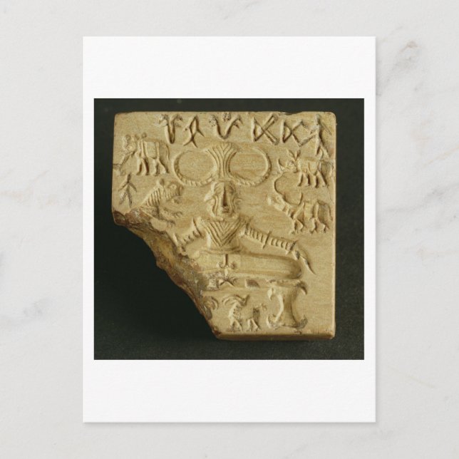 Postal Sello Steatite Pasupati, Mohenjodaro, 2300-1750 a. (Anverso)