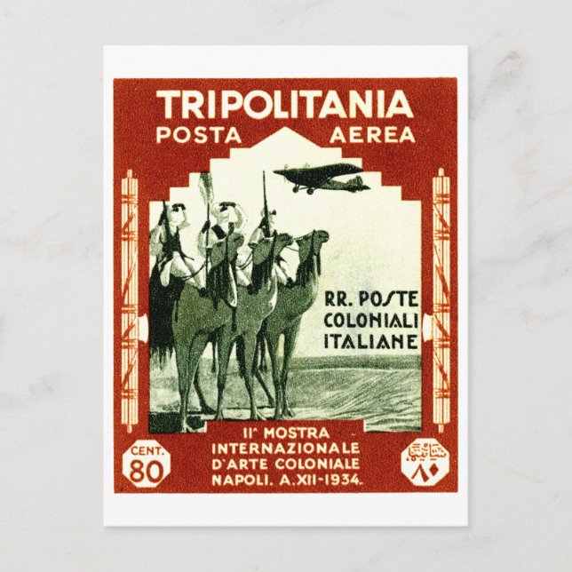 Postal Sello Tripolitania 80 centesimi 1934 (Anverso)