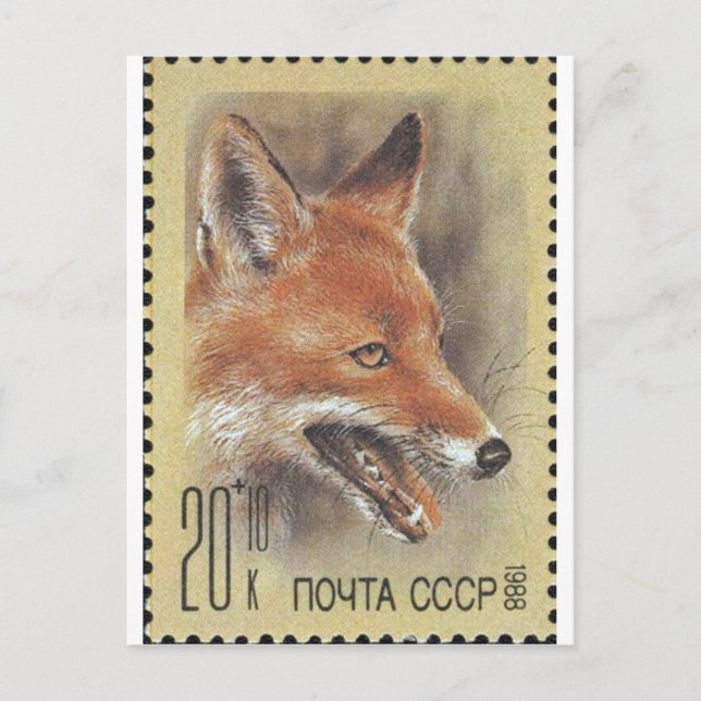 Postal Sello USSR ~ Fox (Anverso)