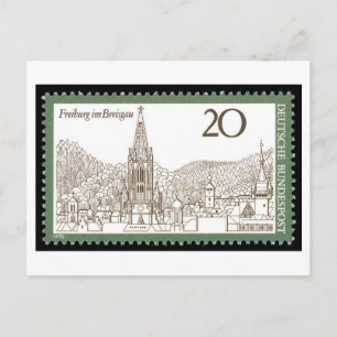 Postal Sello vintage alemán de Friburgo de Brisgovia