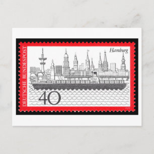 Postal Sello Vintage Alemán Hamburgo Años 70