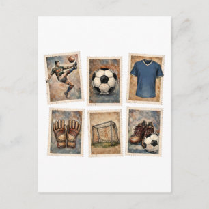 Postal Sellos de fútbol vintage colección de fútbol