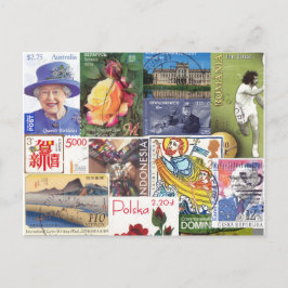 Postal Sellos de viaje mundiales (Collage)