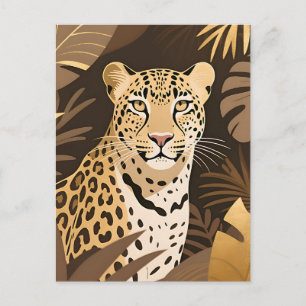 Postal Selva boho de leopardo dorado de vida silvestre