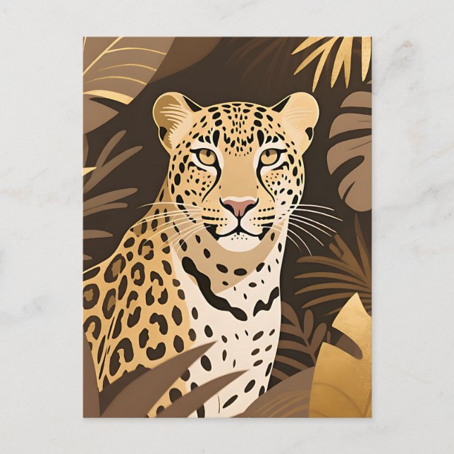 Postal Selva boho de leopardo dorado de vida silvestre  (Anverso)