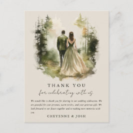 Postal Selva de acuarela encantada Bohemia Gracias