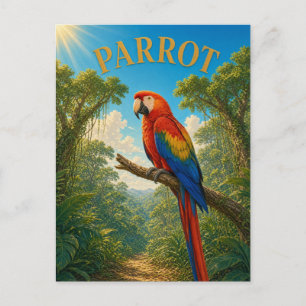 Postal Selva de loros Canopy Watercolor GeoSaga