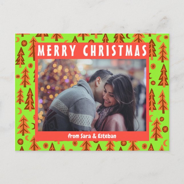 Postal Selva Pine Trees Estrellas de la Luna PERSONALIZAD (Anverso)