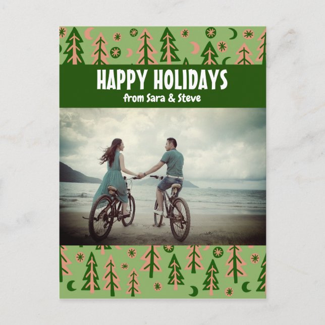 Postal Selva Pine Trees Estrellas de la Luna PERSONALIZAD (Anverso)