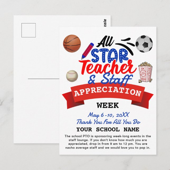 Postal Semana de Apreciación del Profesor Toda la Estrell (Anverso / Reverso)