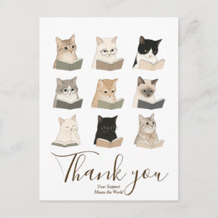 Postal Semana del Gato Leyendo Libro Regalo para Amantes