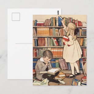 Postal Semana del Libro Infantil Ilustración de Bibliotec