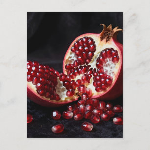Postal Semillas de Granada Madura Fruta Jugosa Dramática 