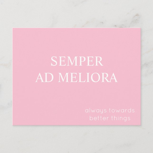 Postal Semper Ad Meliora Latin Cita Rosa (Anverso)