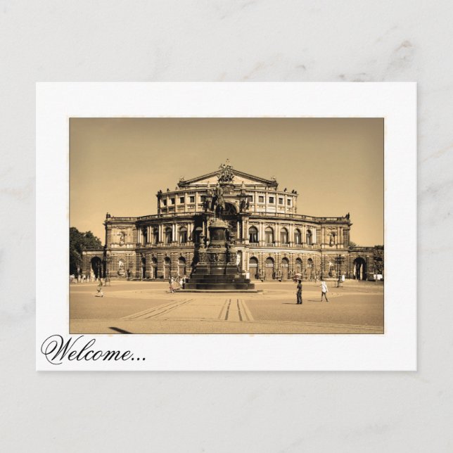 Postal Semperópera de Dresden en Plaza del Teatro (Anverso)