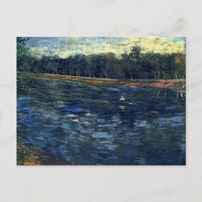 Postal Sena con un bote remo, Bella Artes Van Gogh (Anverso)