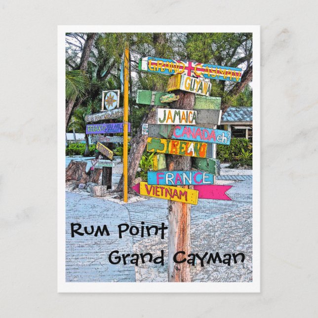 POSTAL SEÑAL COLORIDA (PAÍSES) PUNTO DE RUMA, GR.CAYMAN (Anverso)