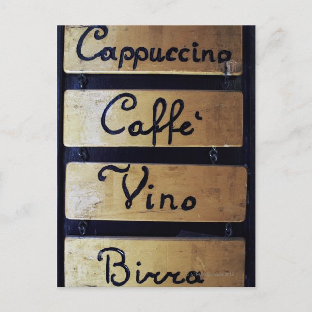 Postal Señal de café, vino y cerveza, Venecia, Italia (Anverso)