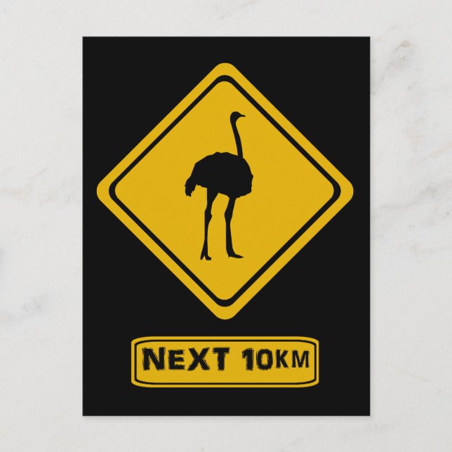 Postal señal de carretera de avestruz (Anverso)