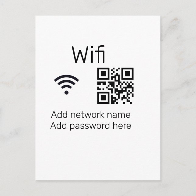 Postal Señal de contraseña de Wifi, agregue el código Q R (Anverso)
