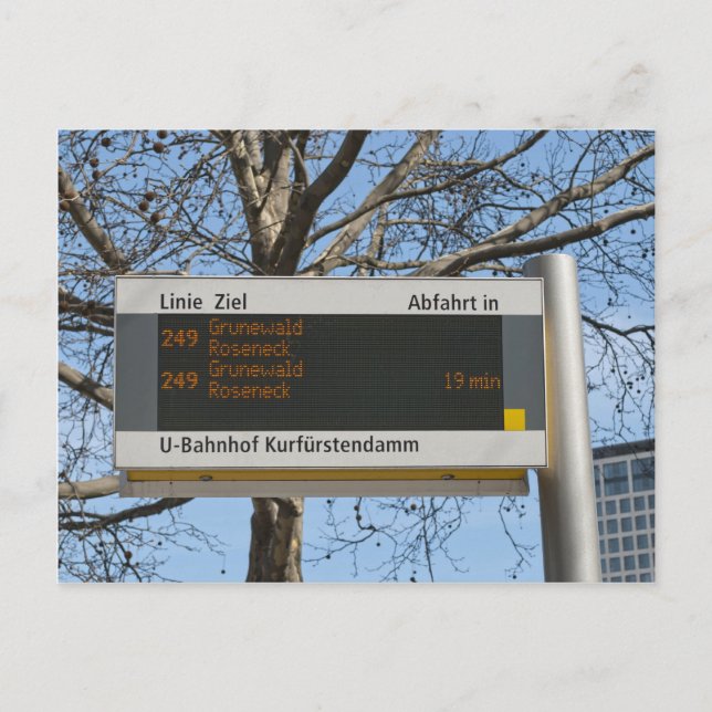 Postal señal de parada de autobús en Berlín (Anverso)