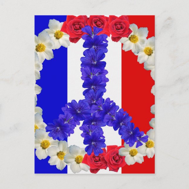 Postal señal de paz de bandera francesa (Anverso)
