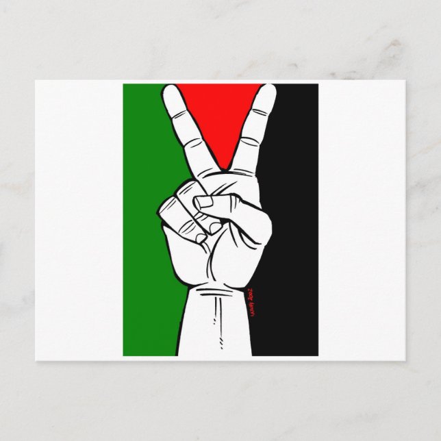 POSTAL SEÑAL DE PAZ DE LA BANDERA PALESTINA (Anverso)